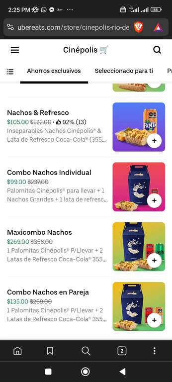 Uber Eats: Combo de nachos individual