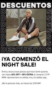 Adidas: Night Sale (Hasta 40% + 30% adicional en compras mayores a $2,199)