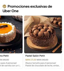 El Globo & Uber Eats: Pasteles Petit al 50% de descuento con Uber One