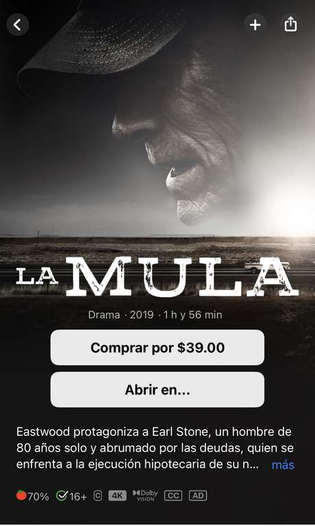 iTunes: recopilación de películas 4K en 39 pesos