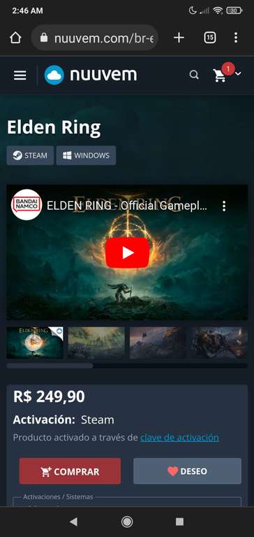 Nuuvem | Elden Ring | Steam Brasil | a $800 | Pagando con PayPal