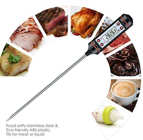 Amazon: Termómetro Digital de Carne Cocina - Impermeable Termómetro con Lectura Pantalla LCD y Inoxidable