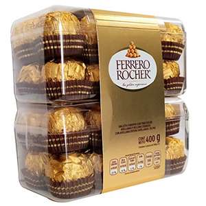 Amazon - Ferrero Rocher Chocolate Relleno Con Cobertura Tipo Galleta - 16 Piezas X 2, 32 Chocolates, 400 Gramos
