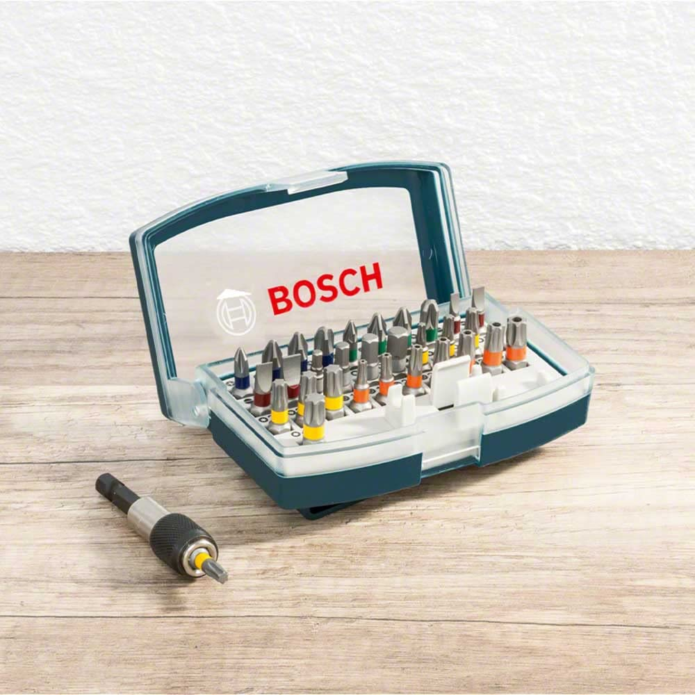 AMAZON - BOSCH Kit de Puntas 32 Piezas con Adaptador Hexagonal ¼″ – Juego Universal para Taladro/Atornillador