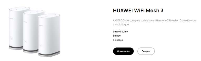 Huawei: HUAWEI WiFi Mesh 3 AX3000 Cobertura1 para toda la casa | HarmonyOS Mesh+ | Conexión con un solo toque (Precio por 2)