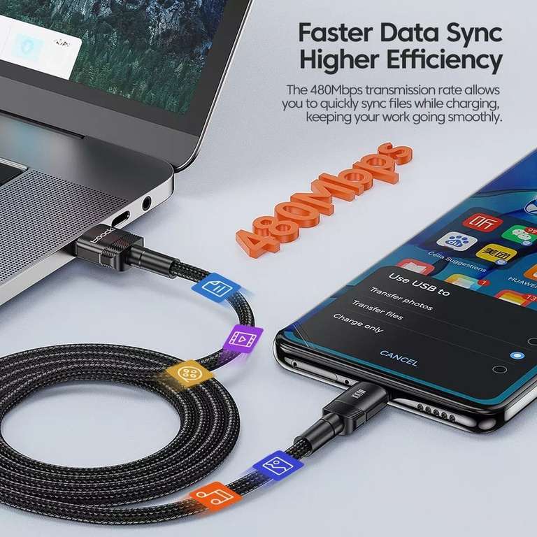 AliExpress: Cable USB tipo C de carga rápida 0.5 m