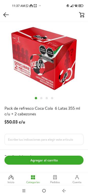 Bodega Aurrera Despensa: 6 latas Coca 355ml