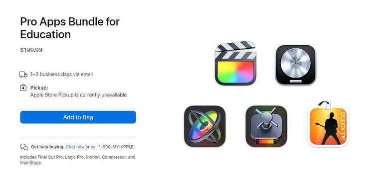 Apple Store: Final Cut pro, Logic Pro, Motion, Compressor y main stage