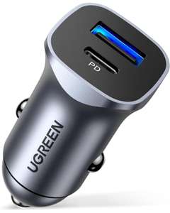 Amazon: UGREEN Cargador Auto 24W, USB C PD 20W y QC18W Power Delivery, Quick Charge 3.0 con Enchufe Plegable ( Cupón del 45%)