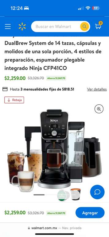 Walmart: Cafetera Ninja