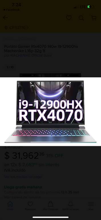 Mercado Libre Laptop Gamer Rtx4070 140w I9 12900hx Machenike L16p