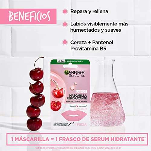 Amazon: Garnier Skin Active Mascarilla para Labios Cereza, 5 grams, 1 unidad