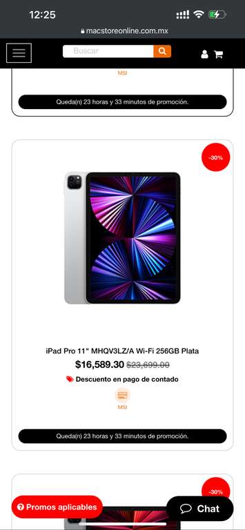 MacStore: iPad Pro 11” 256gb M1 a 15,086.30 al contado con PayPal