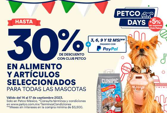 Petco - PetcoDays: Hasta 30% de Descuento en alimento y artículos para mascotas