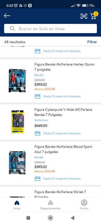 Walmart: Figura Bandai McFarlane Harley Quinn 7 pulgadas