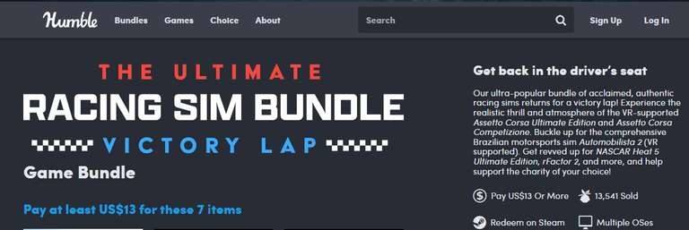 Humble Bundle: 7 Juegos de simulación de carreras. Llaves de Steam