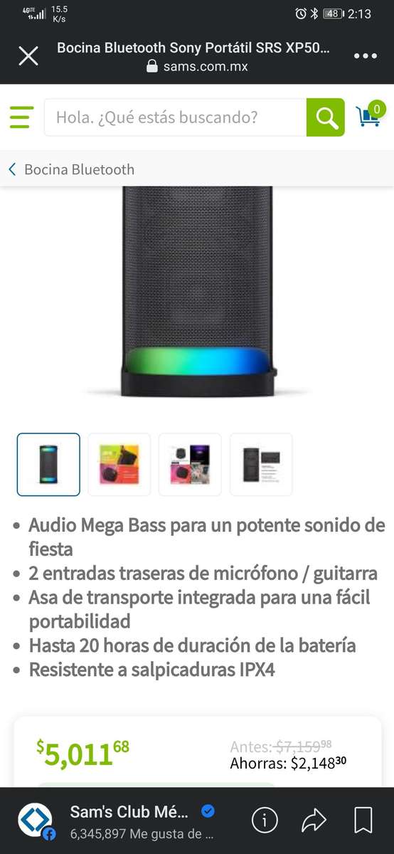 Bocina Inalámbrica Sony Extra Bass XB22 Negro a precio de socio | Sam's Club  en línea