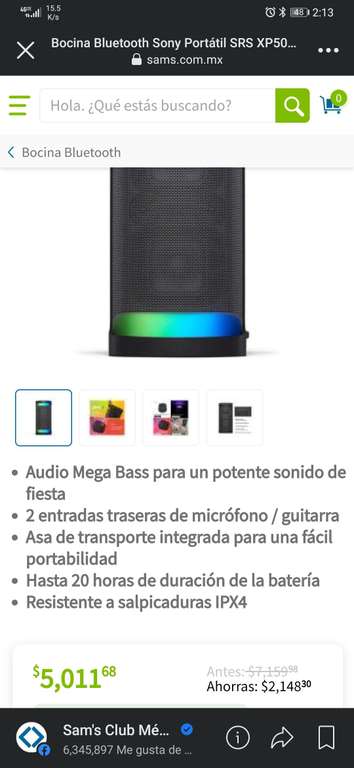 Sam's Club: Bocina Bluetooth Sony Portátil SRS-XP500/B Negro -  promodescuentos.com