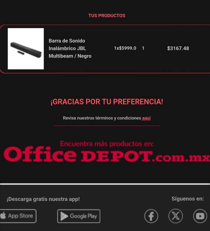 Office Depot: Barra de Sonido Inalámbrico JBL Multibeam 5.0