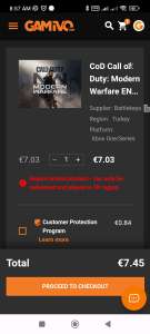 Gamivo: Xbox one/series Call of Duty modern warfare a $160 pesos region Turquía