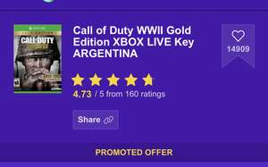 Eneba: Call of duty WWII gold edition con 1100 Cod points Xbox Argentina