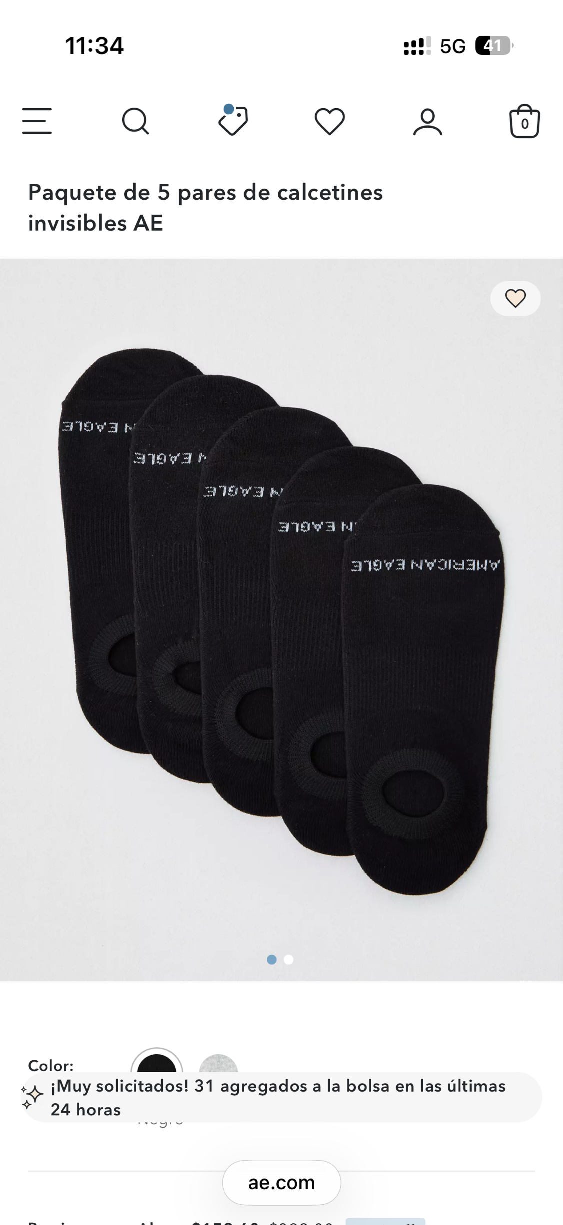 American Eagle Paquete de 5 pares de calcetines invisibles AE