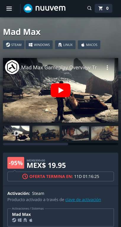 Nuuvem: Mad Max para Steam