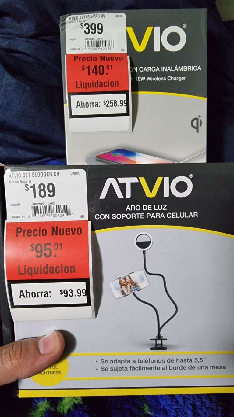 Última liquidación productos Atvio en Walmart | Ejemplo: Aro de luz con soporte para celular