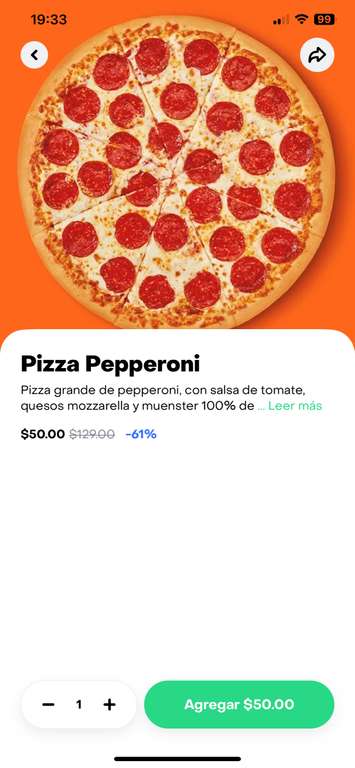 Rappi: Pizza de pepperoni little Caesar’s