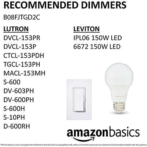 Amazon: Amazon Basics Equivalente a 60 W, blanco 3000 K, regulable, vida útil de 10.000 horas, PACK 6 bombilla LED A19