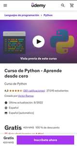 Udemy: Curso de Python - Aprende desde cero