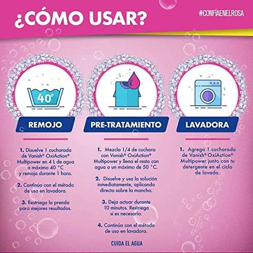 Amazon: Vanish Quitamanchas Desinfectante en Polvo color Rosa de 450 g