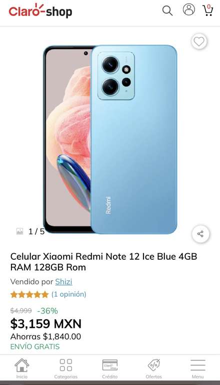 Claro Shop: Celular Xiaomi Redmi Note 12 Ice Blue 4GB RAM 128GB Rom