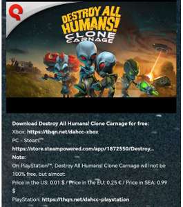 Xbox, PSN y PC Destroy All Humans Clone Carnage (Gratis en todas las plataformas)