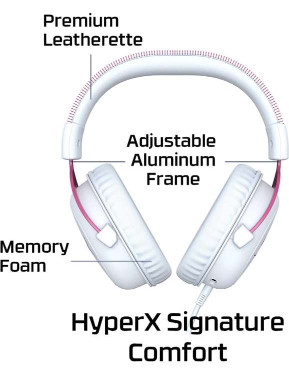 Amazon: HyperX Cloud II: Auriculares para Juegos Incluye Sonido Envolvente Virtual 7.1 y Caja de Control de Audio USB Rosa