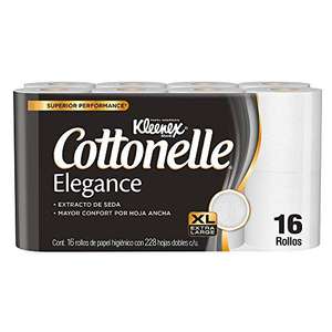 Amazon: Kleenex Cottonelle Elegance Papel Higiénico, 16 Rollos Con 228 Hojas Dobles Extra Largas | envío gratis con Prime