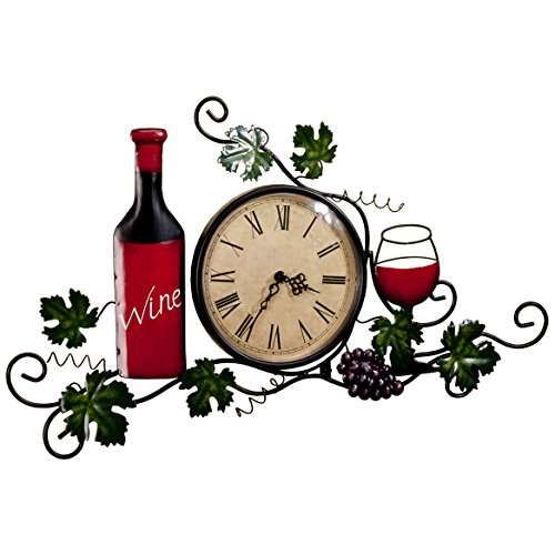 Amazon - Reloj de Pared de Vino, número Romano, Esfera de Reloj de 6 ¼ de diámetro, decoración de Pared, Verde, Talla única