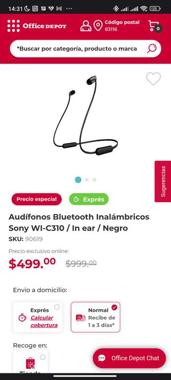 Office Depot: Auriculares Sony WI-310