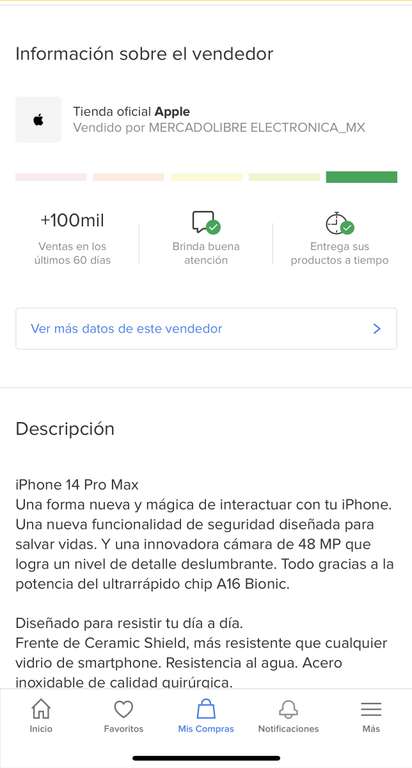 Mercado Libre: Apple iPhone 14 Pro Max (256 Gb) - Morado Oscuro