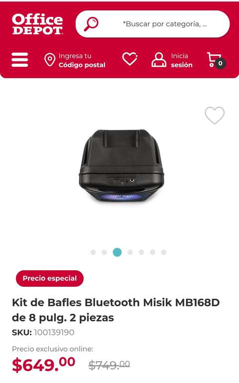 Office depot - Kit de Bafles Bluetooth Misik MB168D de 8 pulg. 2 piezas