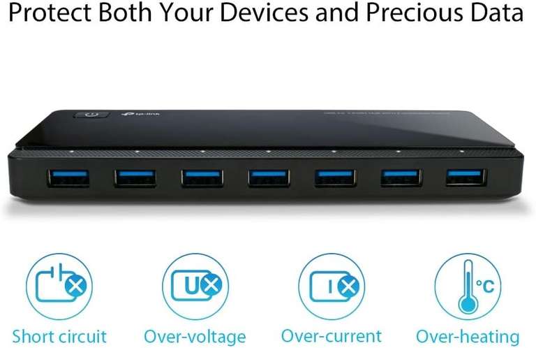 Amazon TP-Link UH720 Hub de 7 Puertos USB 3.0 con 2 Puertos Cargadores