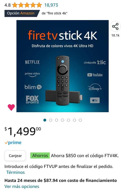 Amazon: Fire Stick 4K $649 (Usuarios Seleccionados)