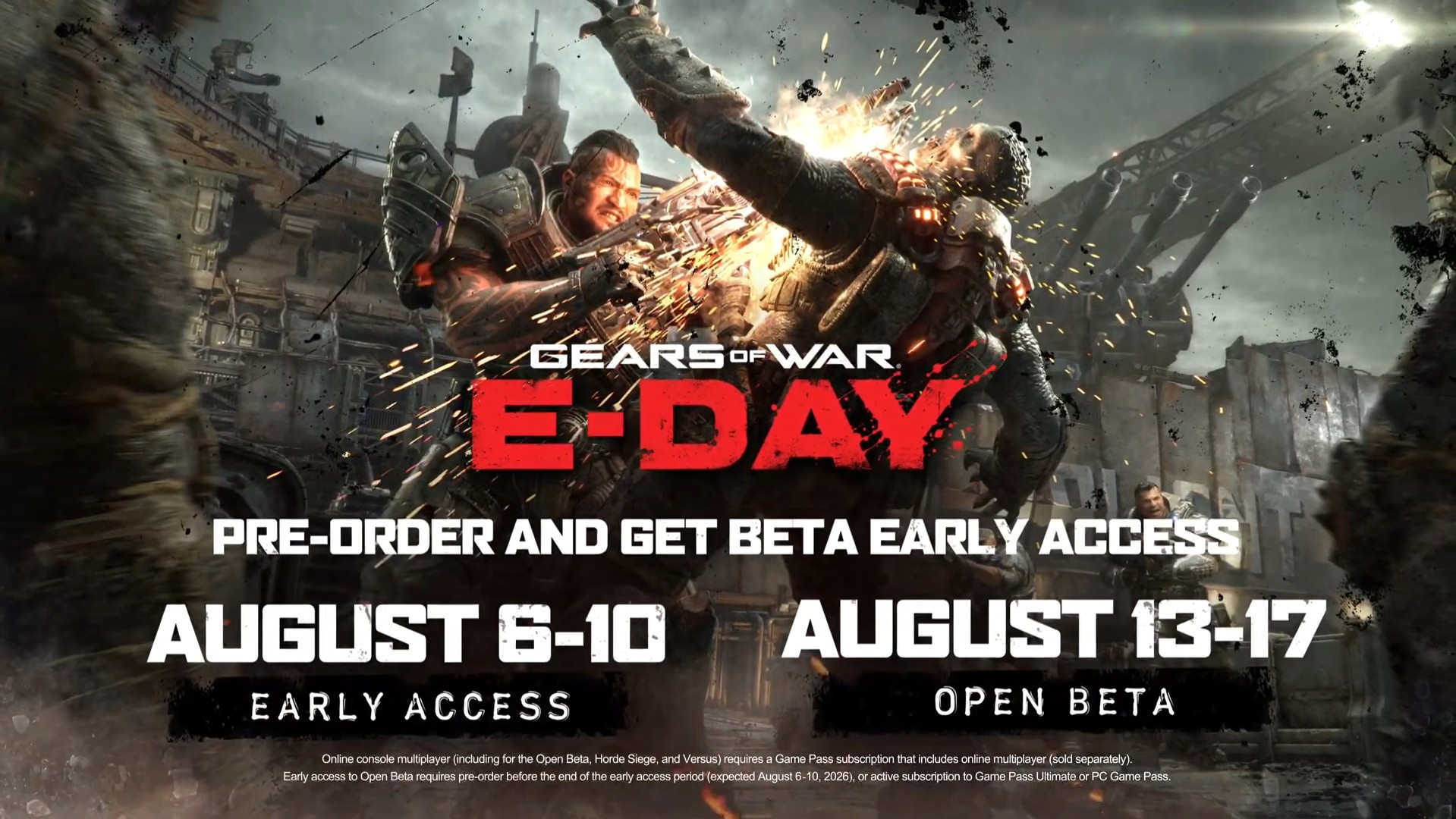 Xbox: Gears of War: E-Day Beta Abierta modo multijugador (13-17 de agosto) | Acceso anticipado 6-10 de agosto con Game Pass (Ultimate y PC)