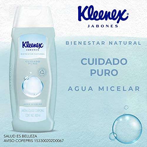 Amazon: Jabón líquido corporal Micelar Kleenex, cuidado puro, 400 ml