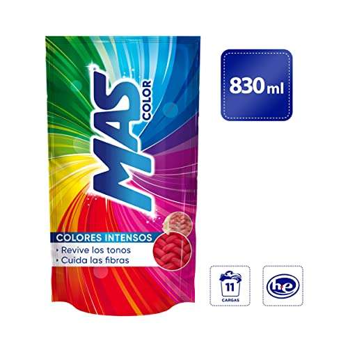 Amazon: Detergente líquido MAS Color 830 mL | Planea y Ahorra ($17 comprando 10 artículoes súper y ahorra)