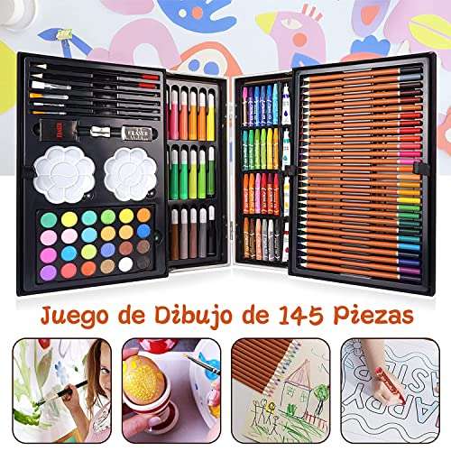 Kit de Dibujo, Set de Arte Profesional 145 Pcs,Kit de Arte Profesional  Plegable, Ideal Regalo para Niños, Suministros de Arte Escolar,  Estudiantes, Principiantes y Artistas, Moda de Mujer