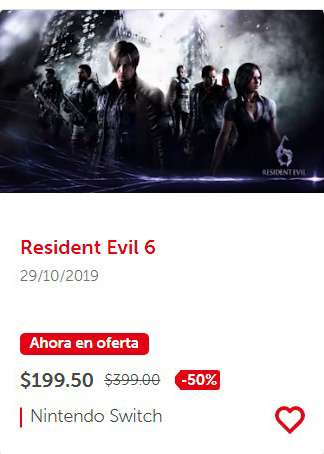 Nintendo E-shop todos los juegos de Resident Evil en 199.50 c/u o menos, (Para matar mostros en la cena de fin de año)
