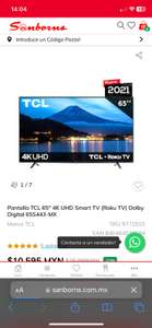 Sanborns: Pantalla TCL 65" 4K UHD Smart TV
