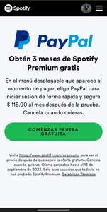 Spotify Premium 3 meses gratis con PayPal (nuevos usuarios)