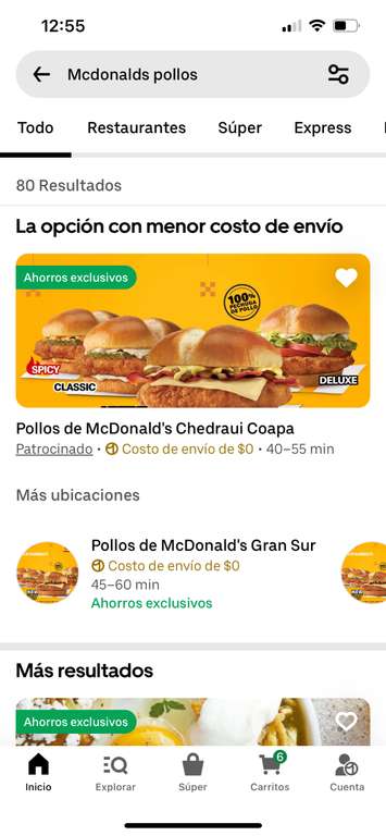 Uber Eats: McDonald's paquete botanero